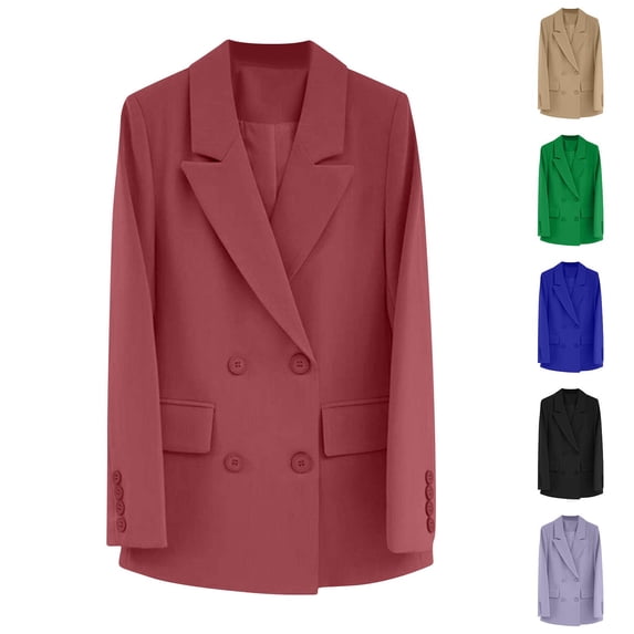 SROBPTY Womens Jackets, Blazer for Women, Ladies Solid Long Sleeve Lapel Suit Jacket with Pocket Black,S