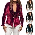 thumbnail image 1 of SROBPTY Womens Jackets, Blazer for Women, Women's Solid V-neck Button Up Long Sleeve Velvet Jacket Cardigan Top Navy,L, 1 of 5