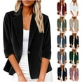 thumbnail image 1 of SROBPTY Womens Jackets, Blazer for Women, Womens Button Down Casual Collared 3/4 Sleeve Blouses Coat with Pocket Beige,XXL, 1 of 5