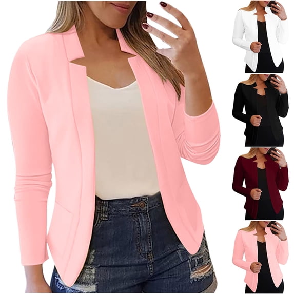 SROBPTY Womens Jackets, Cardigans for Women, Women's Solid Casual Fashion Long Sleeve Cardigan Jacket Coat Outerwear Black,S
