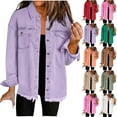 thumbnail image 1 of SROBPTY Womens Jackets, Denim Cardigan for Women, Women Fashion Solid Long Sleeve Pockets Coat Cardigan Blouse Mint Green,XL, 1 of 5