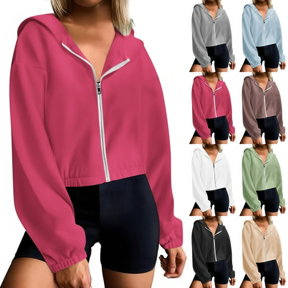 SROBPTY Womens Jackets, Hooded Jackets for Women, Women's Fashion Loose Long Sleeve Hoodie Sweatshirt Jacket Coat Light Blue,L