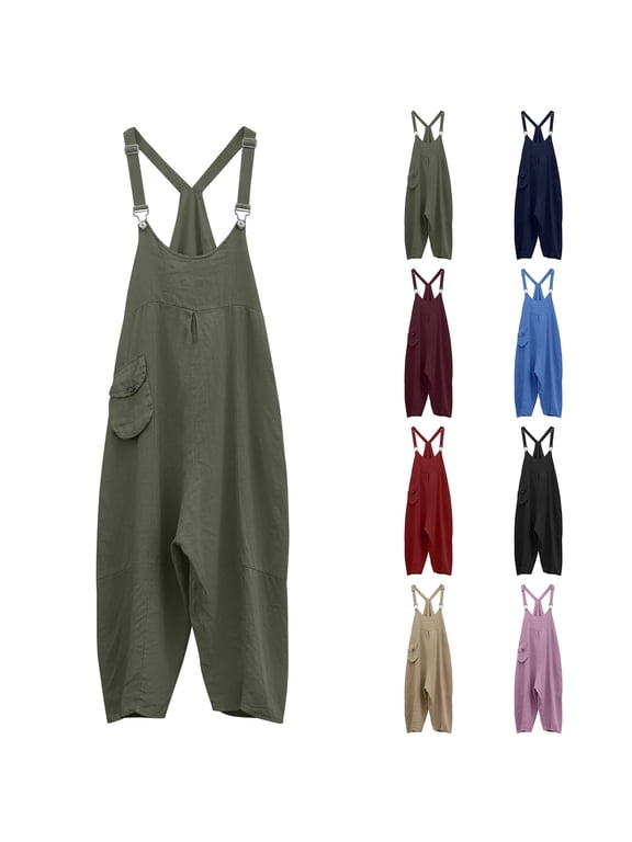 Womens Jumpsuits Solid Sleeveless Crew Neck Spaghetti Strap Active Short Rompers