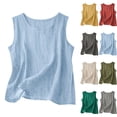 thumbnail image 1 of SROBPTY Womens Linen Pullover, Tank Tops for Women, Women's Solid Crew Neck Loose Sleeveless Basic Fashion Tank Top Gray,XXL, 1 of 5