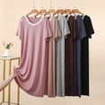 thumbnail image 1 of SROBPTY Womens Nightgowns Solid Short Sleeve Crew Neck Lace Sleepshirts, 1 of 5