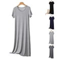 thumbnail image 1 of SROBPTY Womens Nightgowns Solid Short Sleeve Crew Neck Solid Long Sleepshirts, 1 of 5
