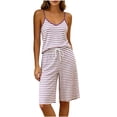thumbnail image 1 of SROBPTY Womens Pajama Set Print Crew Neck Sleeveless Tops Sleepwear Shorts, 1 of 5