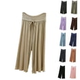 thumbnail image 1 of SROBPTY Womens Pajama Shorts Solid Capris Elastic Waist Wide Leg Pants, 1 of 5