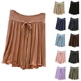 thumbnail image 1 of SROBPTY Womens Pajama Shorts Solid Drawstring Elastic High Waist Wide Leg Pants, 1 of 5