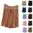 thumbnail image 1 of SROBPTY Womens Pajama Shorts Solid Drawstring Elastic High Waist Wide Leg Pants, 1 of 5