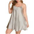 thumbnail image 1 of SROBPTY Womens Pajamas Nightgowns Plus Size, Women Fashion Loose Casual Plus Size Solid Ice Silk Suspender Nightdress Gray XL, 1 of 5