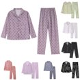 thumbnail image 1 of SROBPTY Pajamas Set for Womens Fall Winter Print Collared Long Sleeve Tops Long Pants Button Front Sleepwear, 1 of 4
