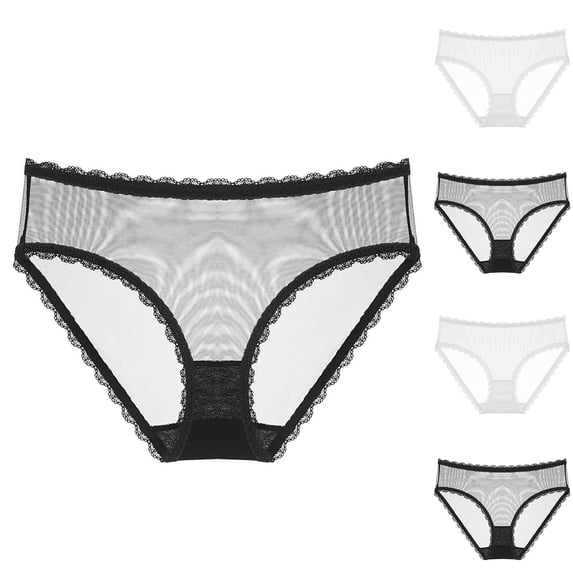 SROBPTY Womens Panties Low Waist Solid Lace Sheer Breathable Soft Briefs
