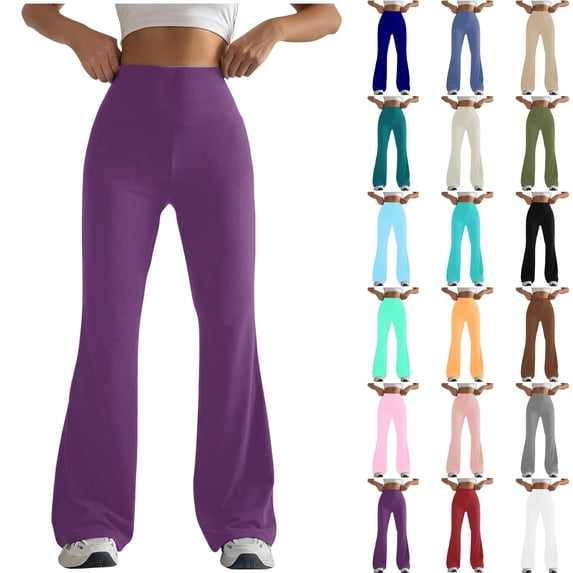 SROBPTY Fall Womens Pant Solid Slim Flare Shaping Yoga Trousers