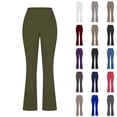 thumbnail image 1 of SROBPTY Womens Pants Solid High Elastic Waist Flare-Leg Stretch Relaxed Active Long Trousers for Everyday Use, 1 of 4