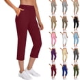 thumbnail image 1 of SROBPTY Fall Womens Pants Solid Stretchy Golf Cropped Casual Trousers, 1 of 5