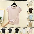 thumbnail image 1 of SROBPTY Womens Shirts Solid Crew Neck Short Sleeve Breathable Summer Tops for Everyday Wear, 1 of 5