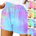 thumbnail image 1 of SROBPTY Womens Shorts Print Gradient Drawstring with Pockets Summer Pants, 1 of 4