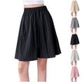 thumbnail image 1 of SROBPTY Womens Shorts Solid Drawstring Elastic Waist Wide Leg Knee Length Summer Pants, 1 of 5