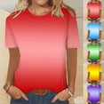 thumbnail image 1 of SROBPTY Womens Summer Tops, Casual T Shirts for Women, Womens Fashion Casual Gradient Print Crew Neck Short Sleeve T Shirt Blouse Tops Blue,S, 1 of 5