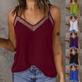 thumbnail image 1 of SROBPTY Womens Summer Tunic, Tank Tops for Women, Women's Solid V Neck Lace Patchwork Sleeveless Camisole Pullover Tank Top Black,XL, 1 of 5