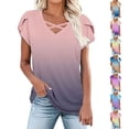 thumbnail image 1 of SROBPTY Womens Summer Tunic Tops, Casual T Shirts for Women, Womens Casual V Neck Short Sleeve Loose T Shirt Blouse Tops Multicolor,XXXL, 1 of 5