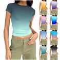 thumbnail image 1 of SROBPTY Womens T-Shirts Print Crew Neck Short Sleeve Ribbed Breathable Summer Tops for Everyday Wear, 1 of 5