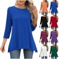 thumbnail image 1 of SROBPTY Womens Top Solid Crew Neck 3/4 Sleeve Loose T Shirt, 1 of 5