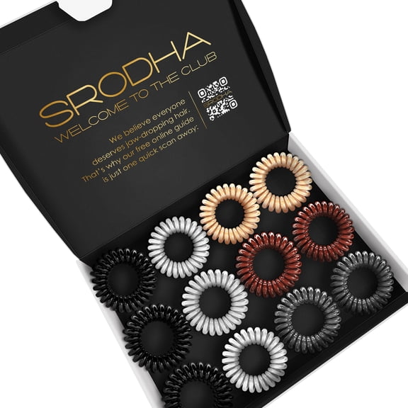 SRODHA Beauty Spiral Hair Bands - Plastic Cord Strong Hold Waterproof No Damage Bobbles - Set of 36 - Natural Range