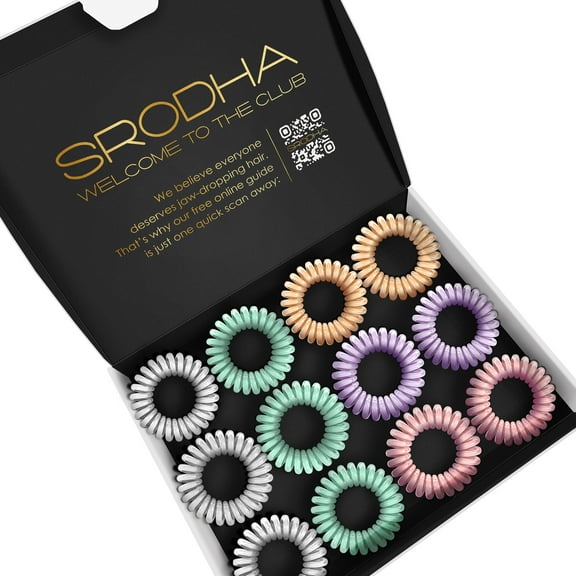 SRODHA Beauty Spiral Hair Bands - Plastic Cord Strong Hold Waterproof No Damage Bobbles - Set of 36 - Pastel Range