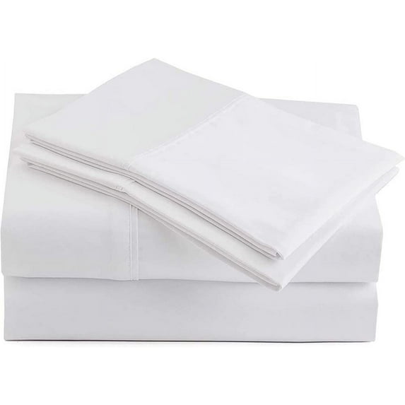 SRP Linen 1-Piece Fitted Sheet with 12'' Deep Pocket, Solid Pattern Egyptian Cotton-400 Thread Counts (King, White)