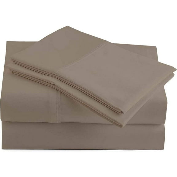 SRP Linen 500-Thread-Count Egyptian Cotton Super Soft Extra Deep Pocket Fitted Sheet/Bottom Sheet Solid Pattern Fit Up to 21" inches Deep Pocket Fully Elastic All Around (Queen, Taupe)