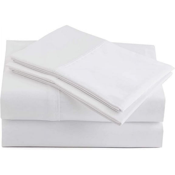 SRP Linen 500-Thread-Count Egyptian Cotton Super Soft Extra Deep Pocket Fitted Sheet/Bottom Sheet Solid Pattern, Fit Up to 25" inches Deep Pocket Fully Elastic All Around (Twin, White)