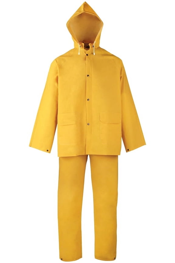 SRS3/111-L 3-Piece Heavy Duty Rainsuits, Large, Polyester, PVC, Yellow