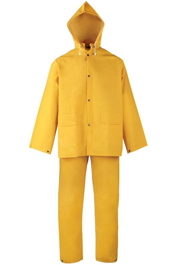 SRS3/111-XL 3-Piece Heavy Duty Rainsuits, X-Large, Polyester, PVC, Yellow