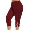 thumbnail image 1 of SRSTRAT Women's Capri Yoga Pants with Pockets Workout Out Leggings Stretch Waist Pocket Yoga Gym Cropped Trousers Wine L, 1 of 7