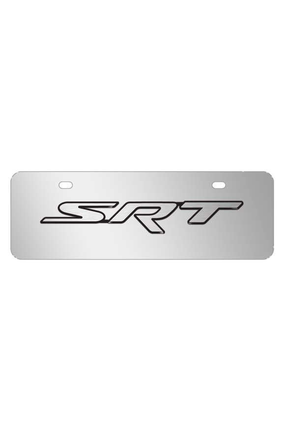 SRT 3D Logo Logo 12" x 4.25" European Look Chrome Half-Size Stainless Steel License Plate