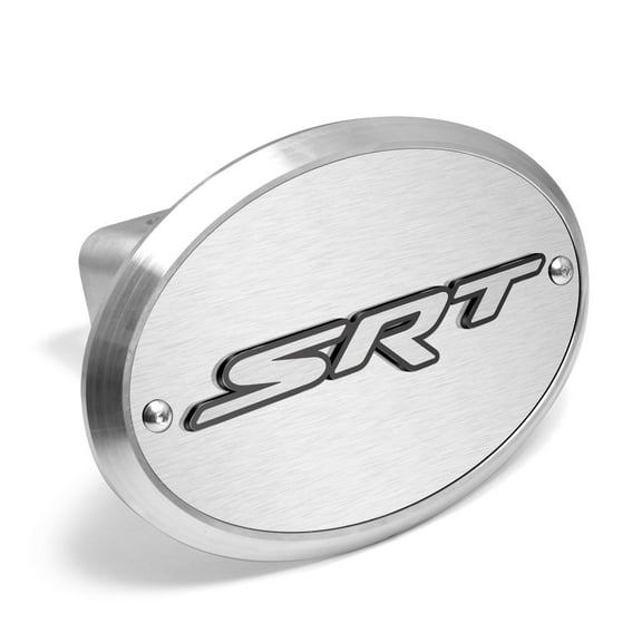 SRT 3D Logo on Brushed Oval Billet Aluminum 2 inch Tow Hitch Cover for RAM, Durango