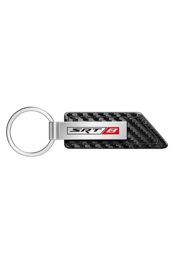 SRT-8 Logo Carbon Fiber Texture Black Leather Strap Key Chain for Dodge Jeep RAM