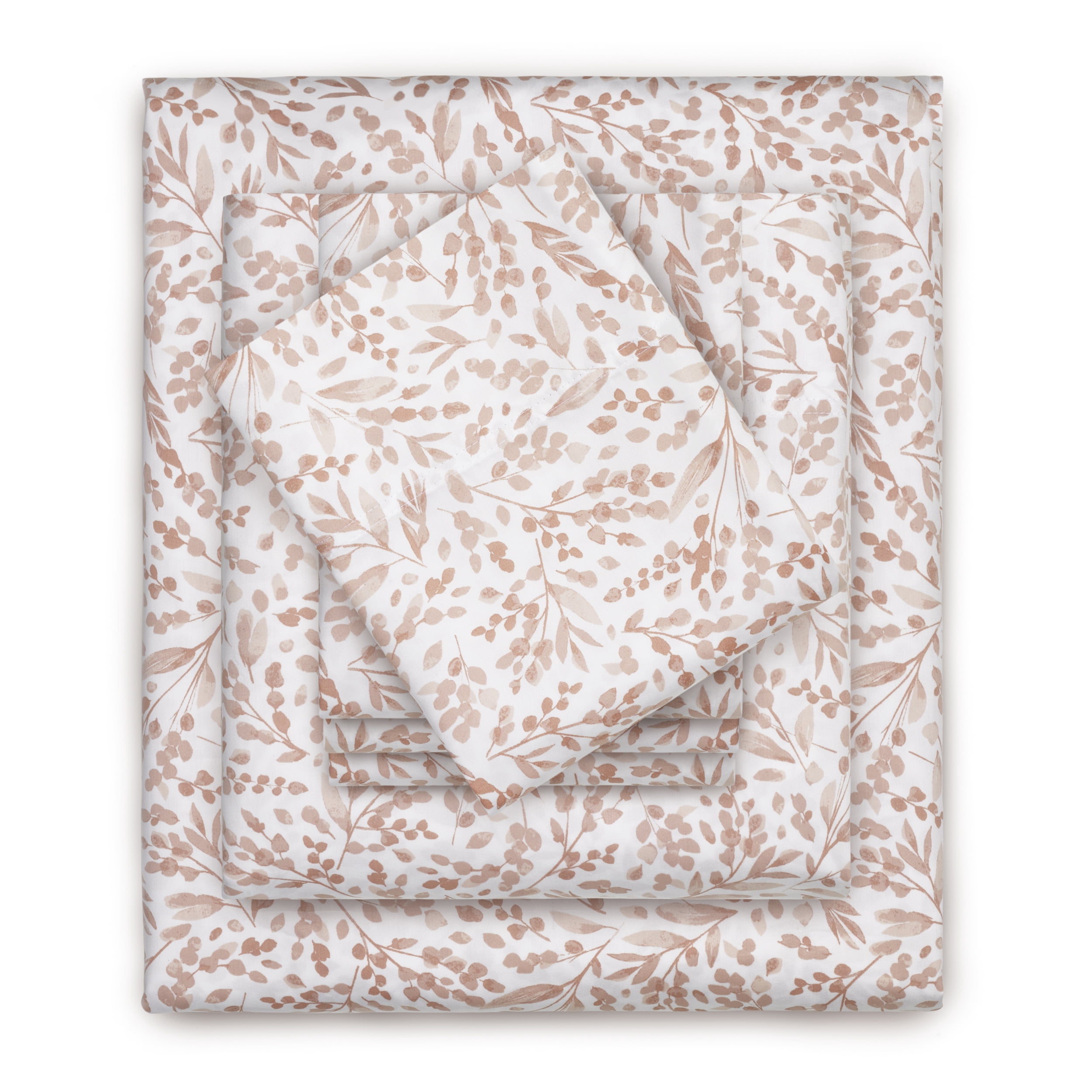 Serta 6-Piece 800 Thread Count Pink Botanical Print Cotton Rich Adult Bed Sheet Set, Full - Deep Pocket