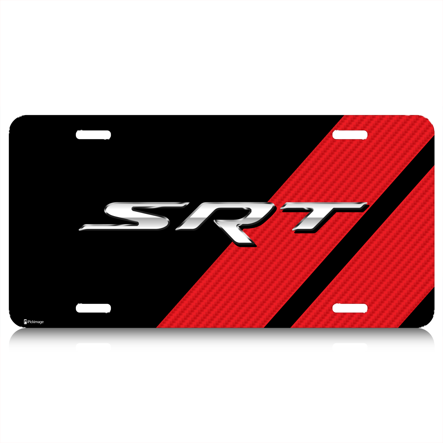 IPick Image Dodge SRT Carbon Fiber Look Aluminum License Plate - Made In USA (Front)