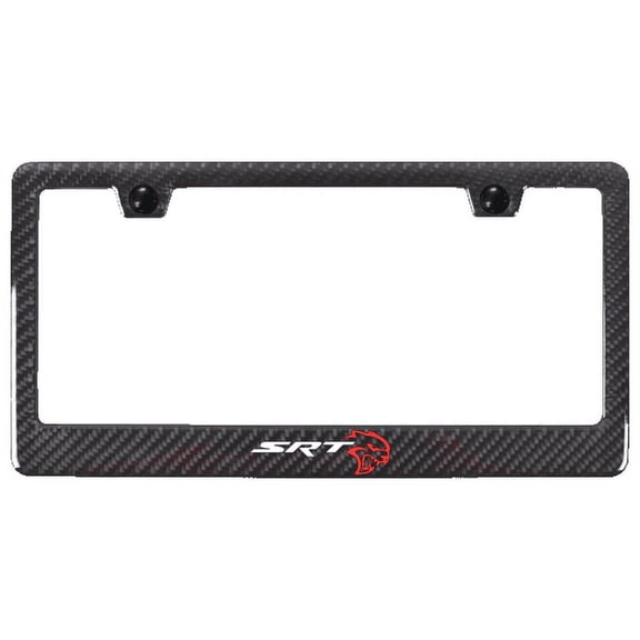 SRT Hellcat Logo Black ABS Carbon Fiber License Plate Frame Official Licensed