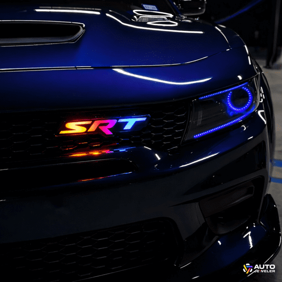 SRT Illuminated Grille Emblem RGB Flow Series LED Badge | App Controlled | Multi-Color Lighting