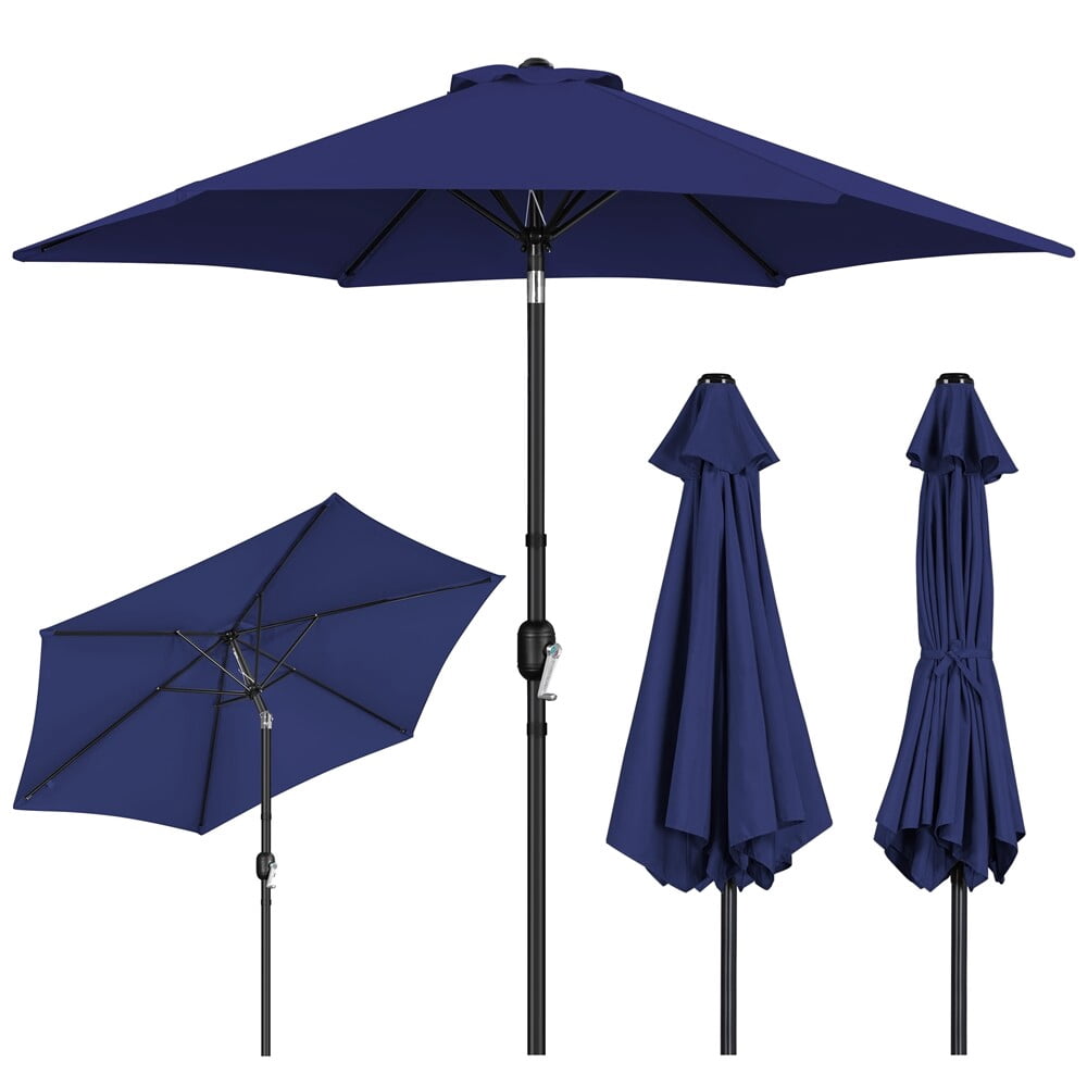 SRTHKE 9ft Patio Umbrella with Crank Tilt – 6-Rib Powder-Coated Steel ...