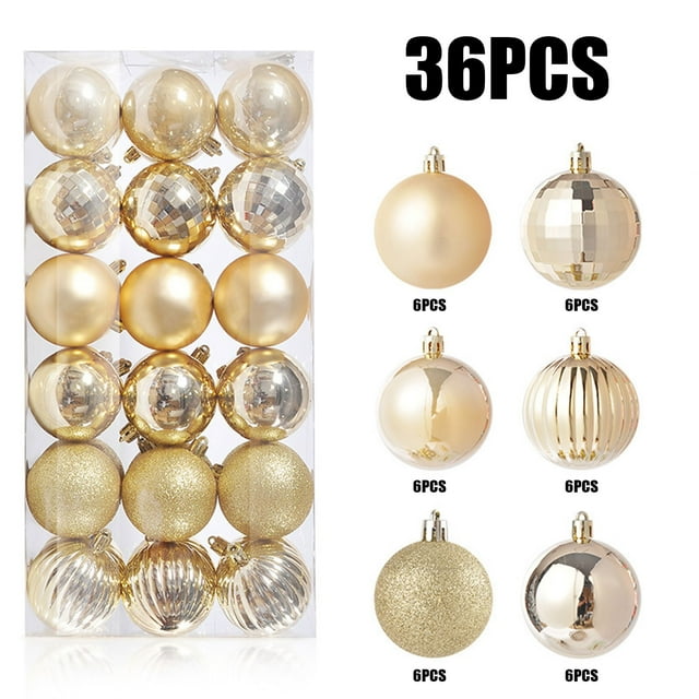 SRUILUO Christmas Balls 36PCS Christmas Tree Balls Ornaments for Xmas