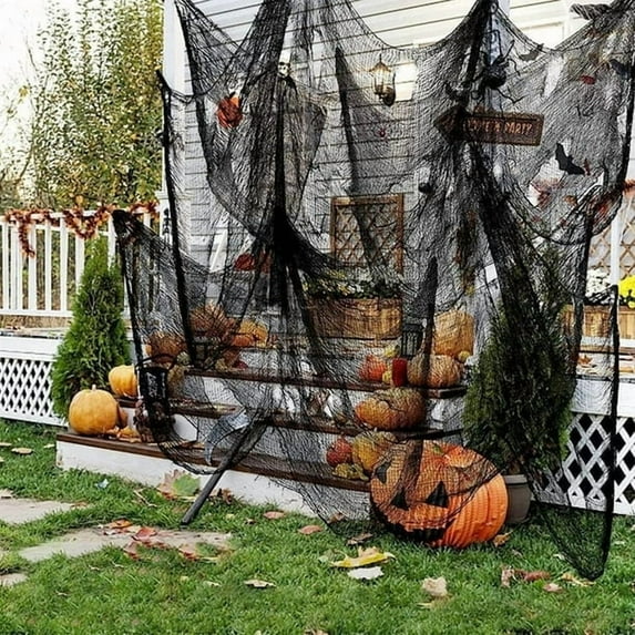 SRUILUO Halloween Spider Webs Decorations Spiders Not Included, 29.9"x72" Super Stretchy Cobwebs for Halloween Decor Indoor and Outdoor, Cut-Your-Own Flexible Spider Webs Halloween Cemetery Decor Prop