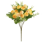 SRUILUO Peonies Artificial Flowers Artificial Silk Rose Small Daisy Hydrangea Bouquet, Small Ivory Faux Fake Silk Peony Flower Arrangements, Bouquets for Wedding Party Festival Bar Decor