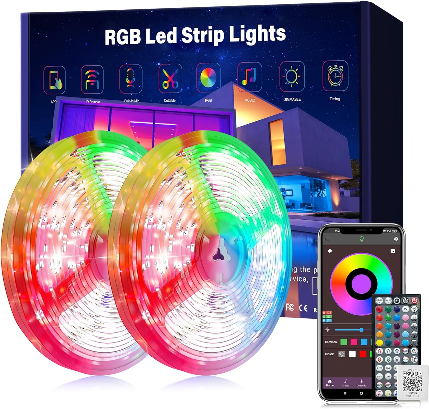 SRWEHG-200 ft LED Lights for Bedroom Music Sync RGB LED Strip Lights ...