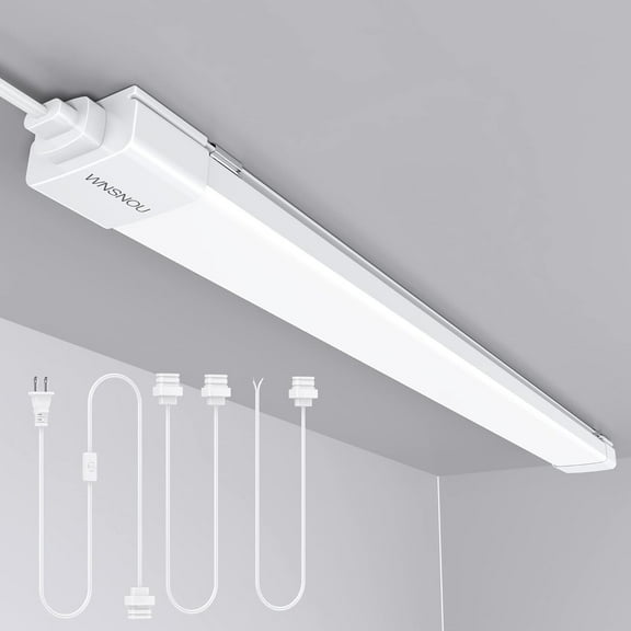SRWEHG-LED Shop Light With Plug, 4FT Waterproof Linkable Tube, 36W Cabinet Lighting 5000K Wired Electric Ceiling With ON/Off Switch, 4000LM Closet Light for Workshop, Room