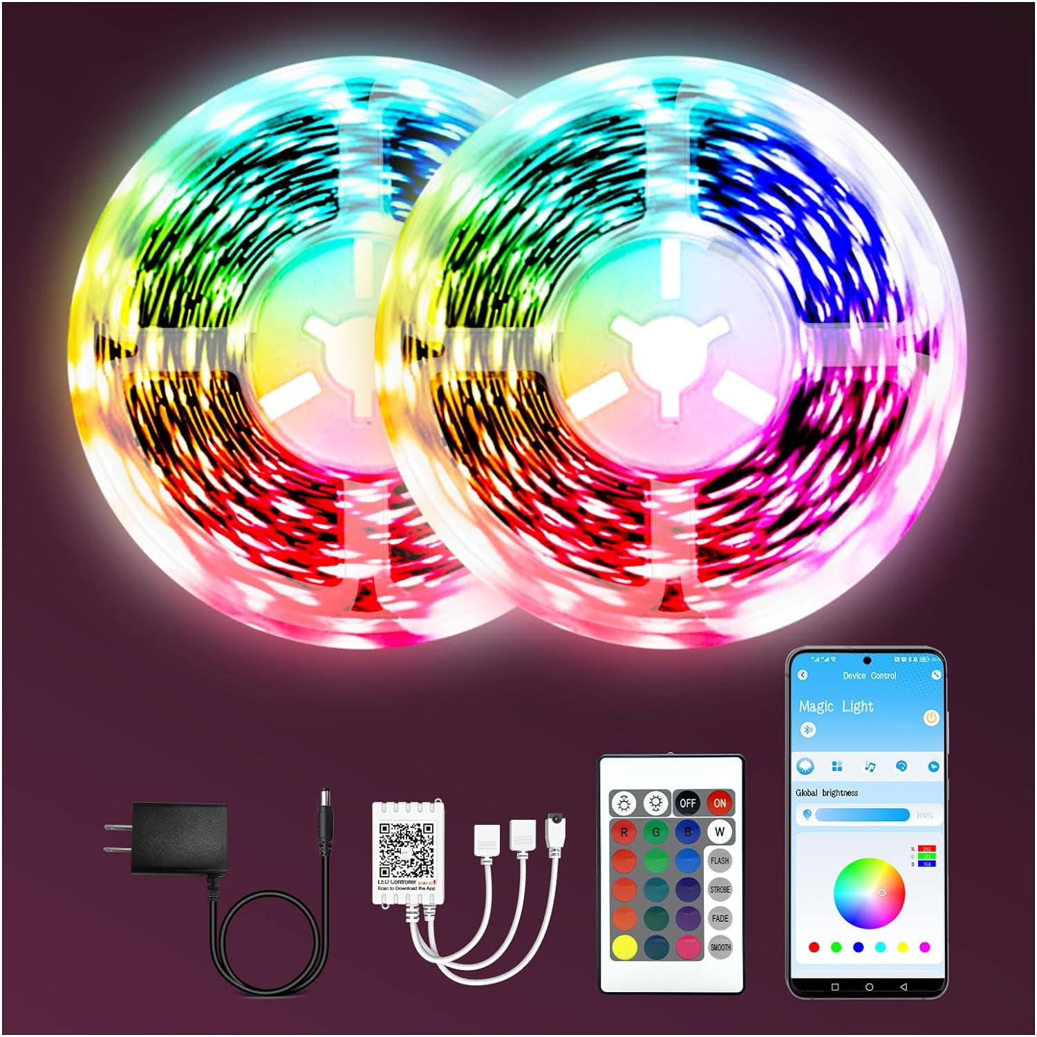 SRWEHG-Led Lights for Bedroom 130ft(2 Rolls of 65.6ft), Led Lighting ...
